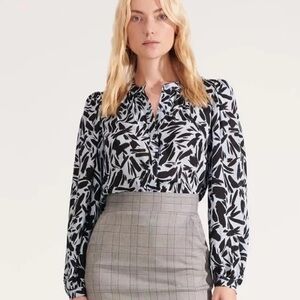 Veronica Beard Ashlynn Brushstroke Silk Blend Blouse Sz 0